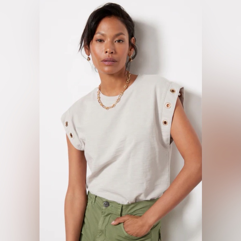 Nation LTD | Oran Grommet Muscle Tank in Pumice, EUC, XS